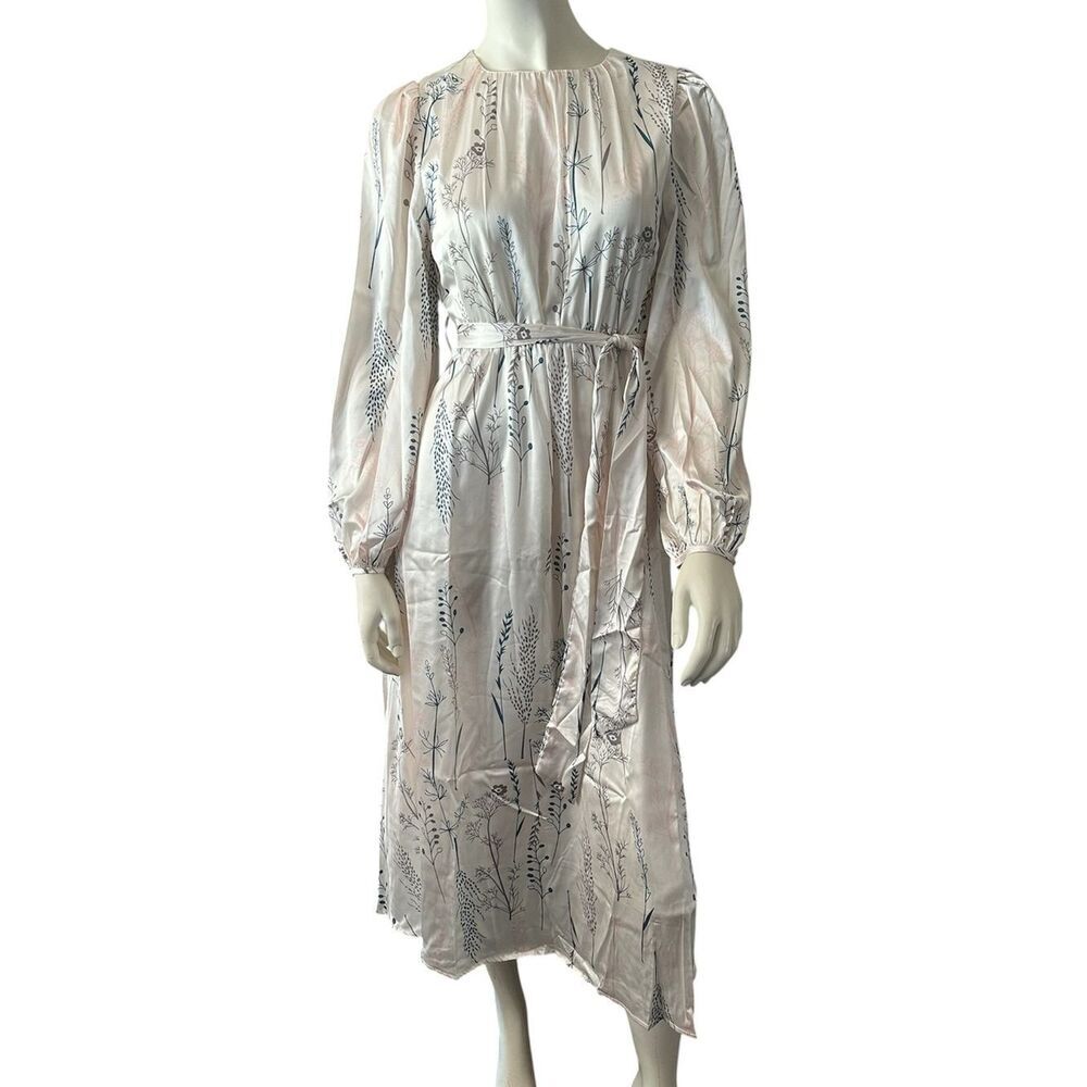 Jardinvue Floral Midi Dress Beige Small NWT IN PACKAGE